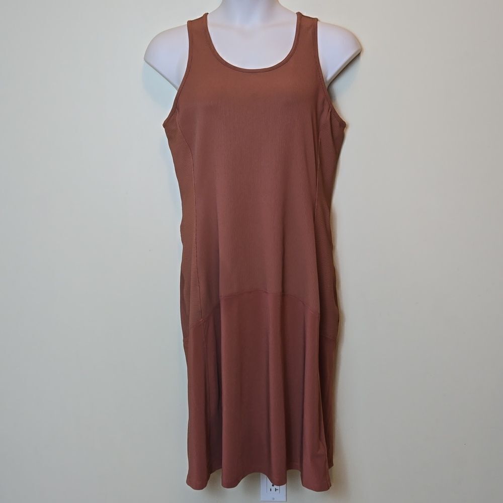 Athleta Ribbed Pacifica Midi Athletic Dress Rust Terracotta XL Sporty Active